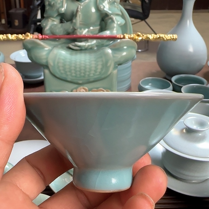 杯子天青釉直口斗笠