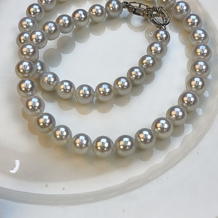 淡水珍珠颈饰银S925镶嵌8-9