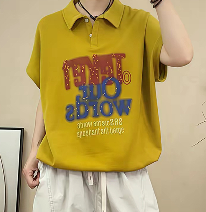 夏季休闲显瘦Polo女薄款百搭印花短袖洋气字母小众T恤飞飞袖设计
