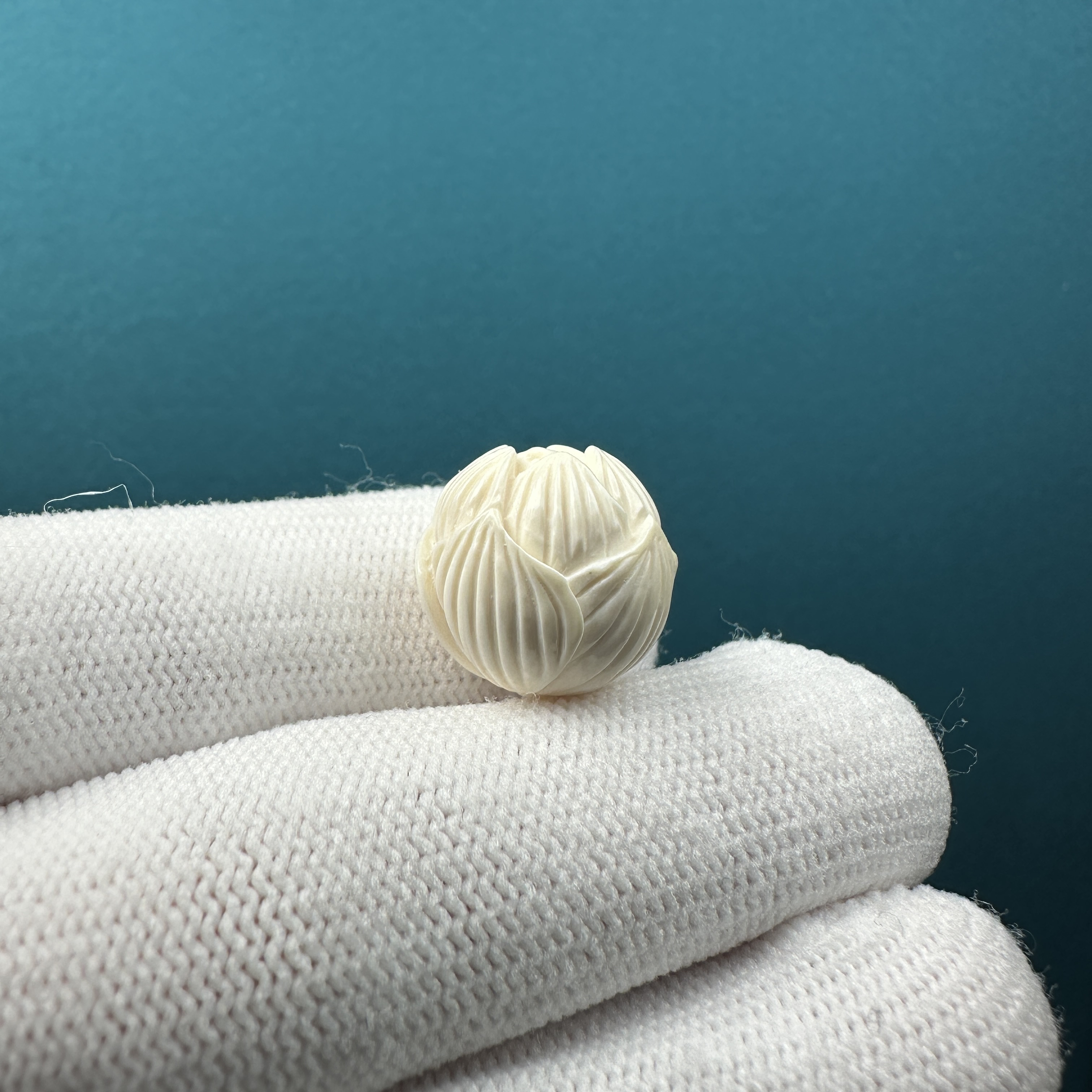 K1276天然猛犸 雕刻莲花珠15mm一物一图假一罚十