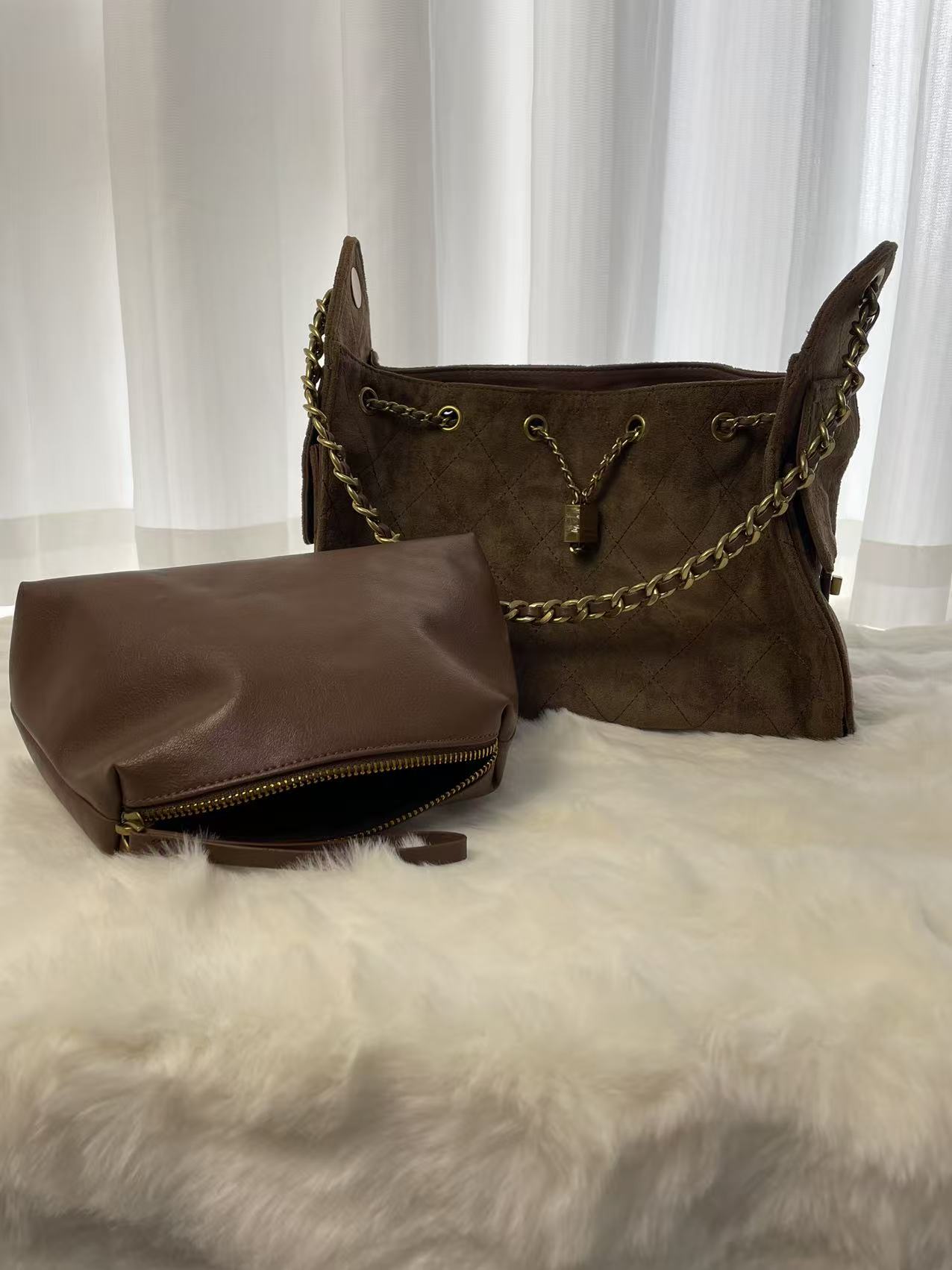 女款秋冬通勤大容量托特包女士斜挎托特包 简约纯色腋下单肩包