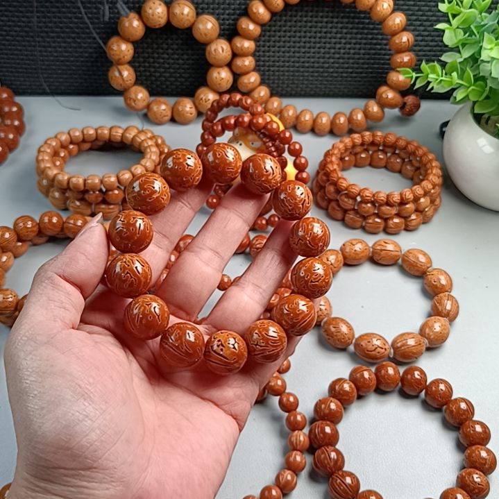 桃核手串铁籽密纹满花红魔17