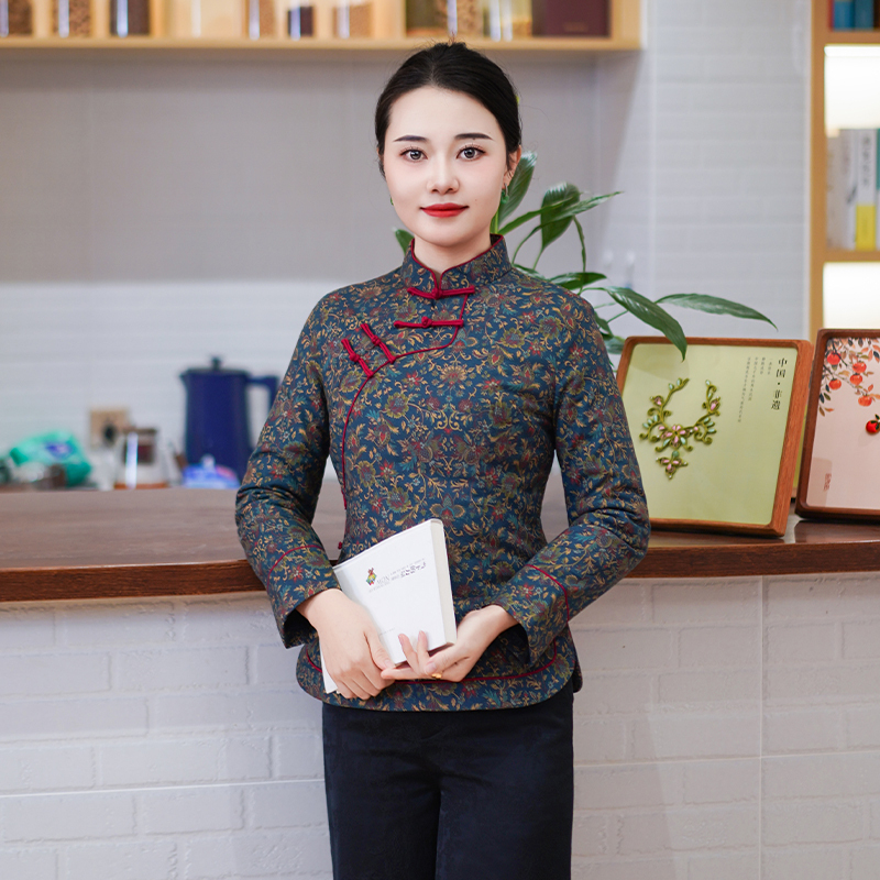 筠雅加厚旗袍小棉袄唐装女冬季棉衣棉服夹棉保暖新中式外套24J367