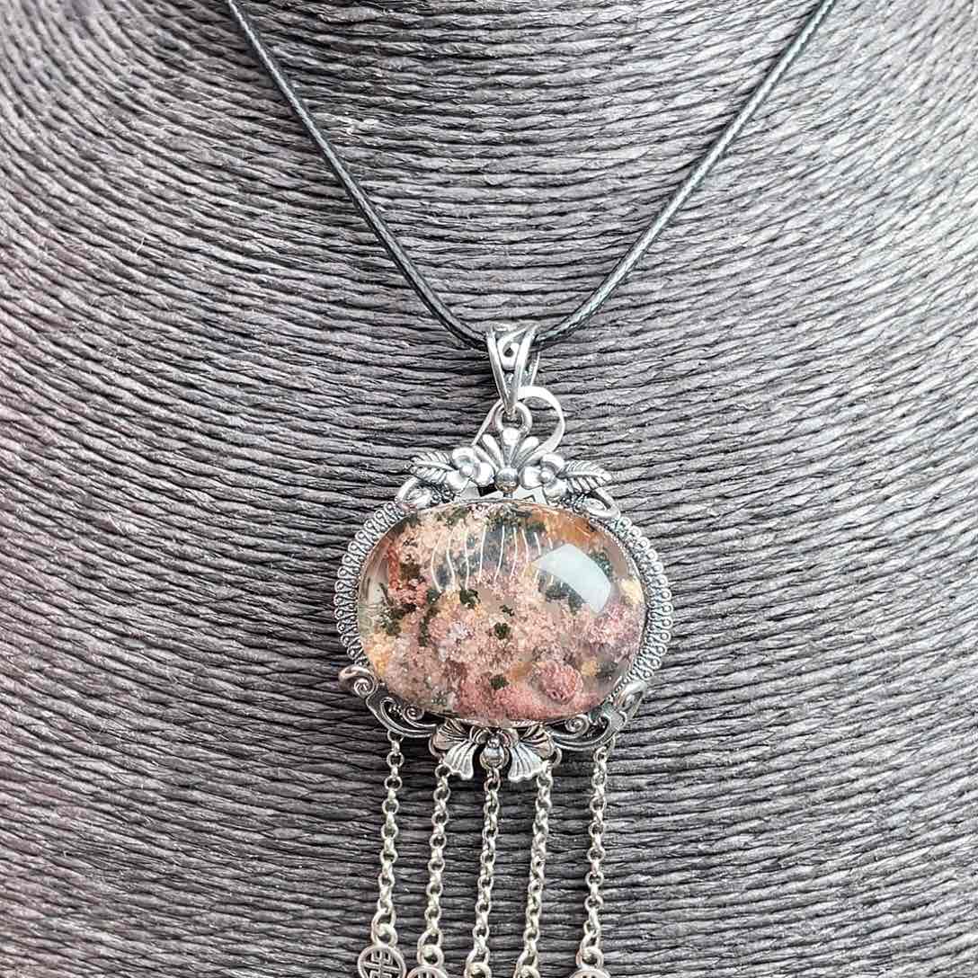 水晶颈饰银S925镶嵌美**言