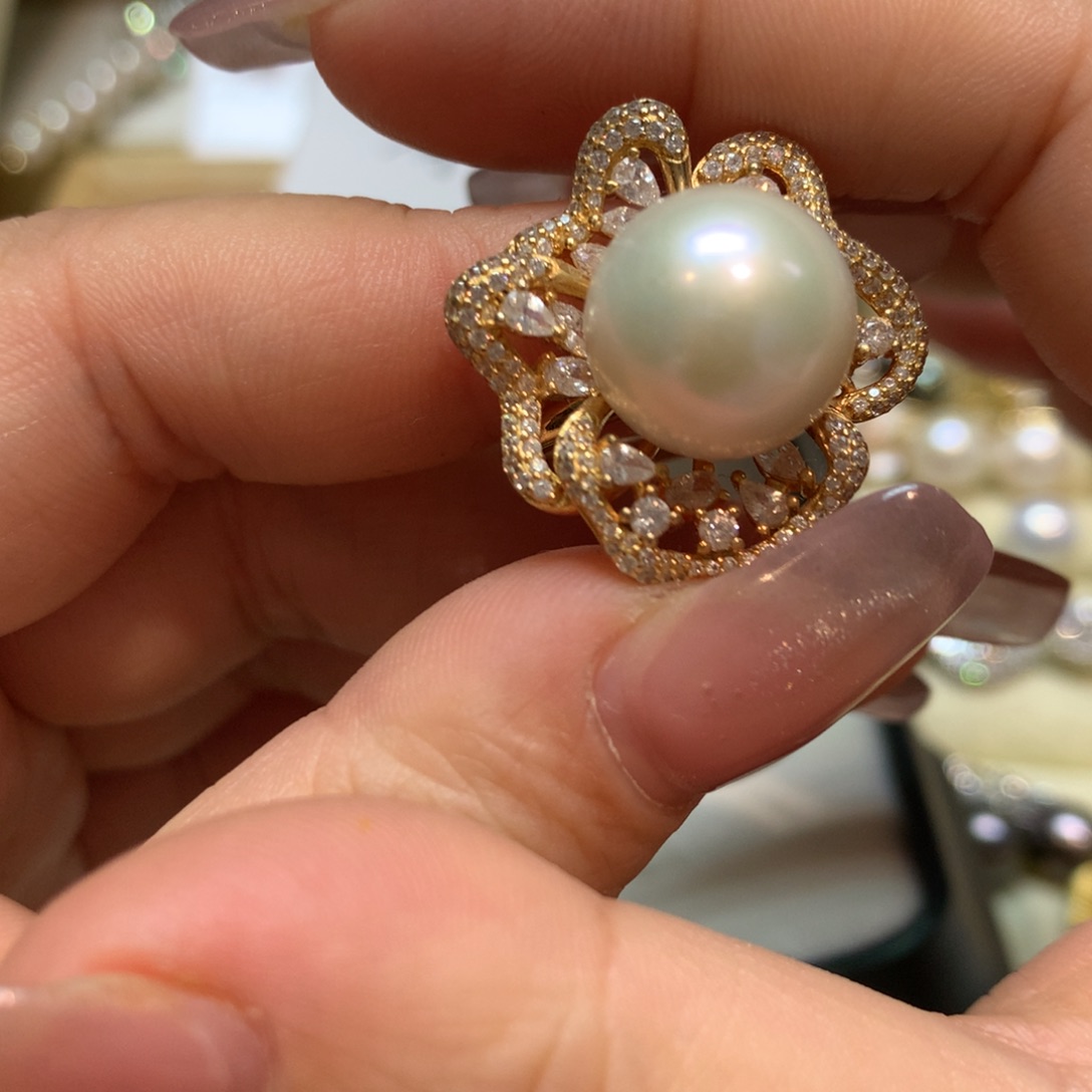 淡水珍珠戒指银S925镶嵌