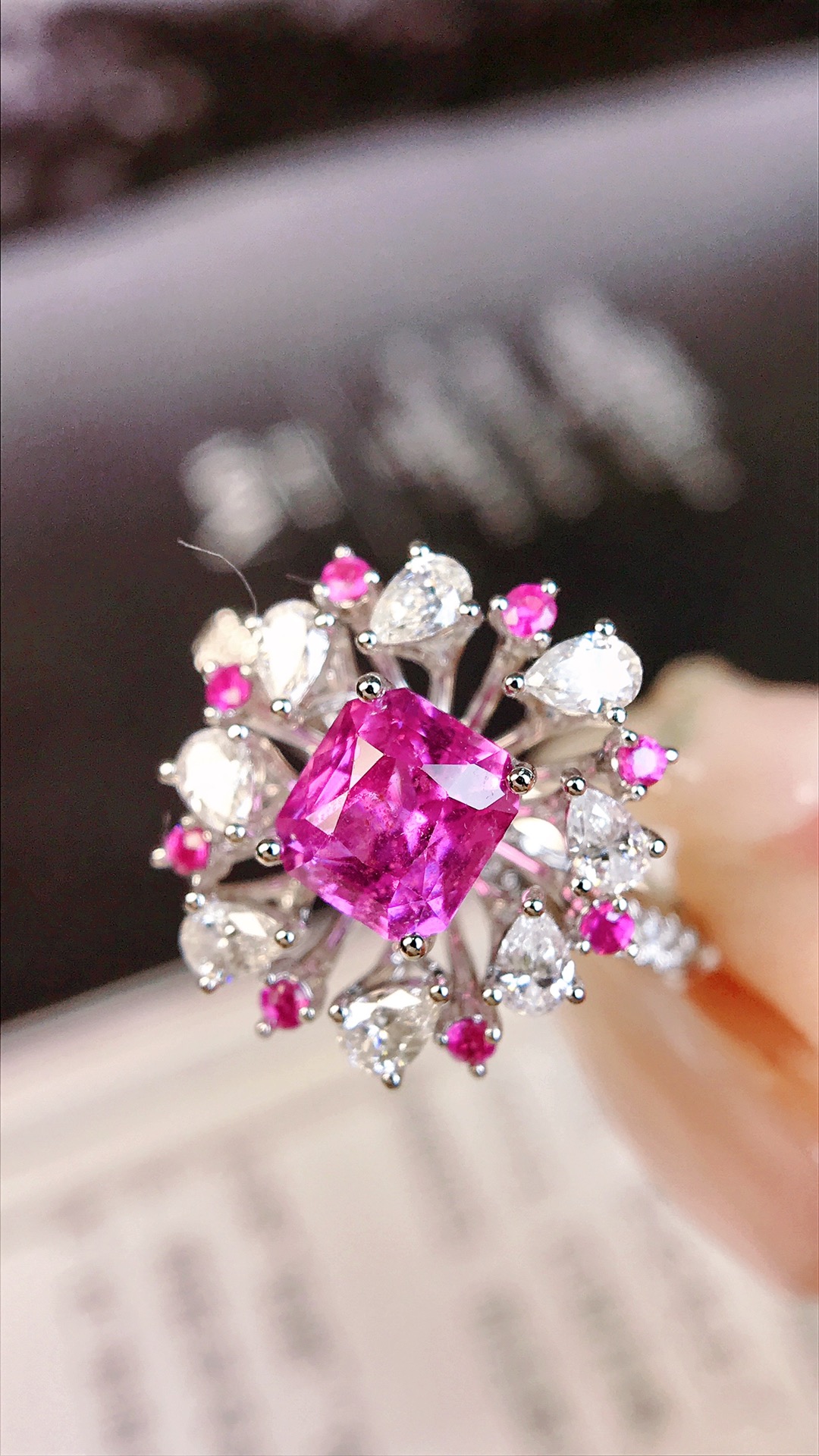 【YiYI】1.19ct无烧粉蓝宝石戒指/18K金南非钻石/附GUILD证#YG