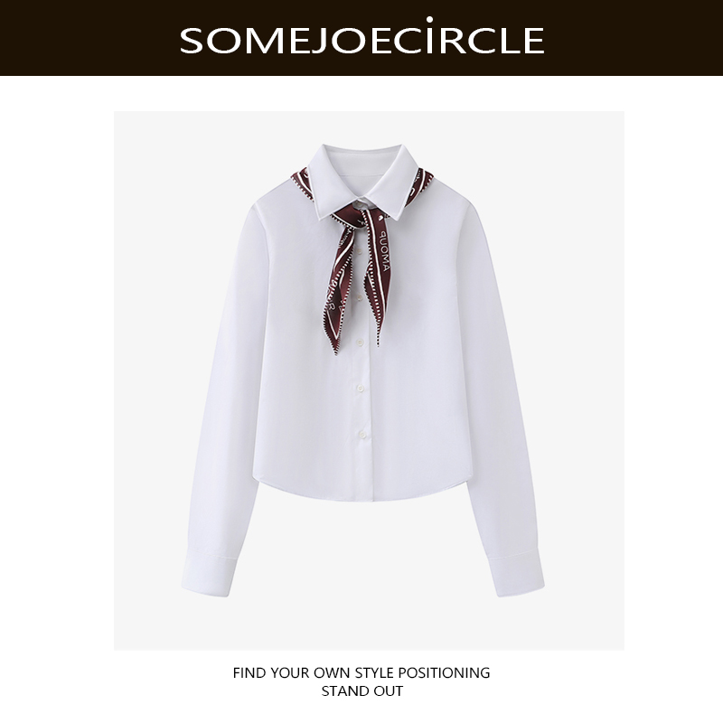 【DZ】SOMEJOECIRCLE【衬衫】2026早春季新款摩登风丝巾长袖衬衫A8428