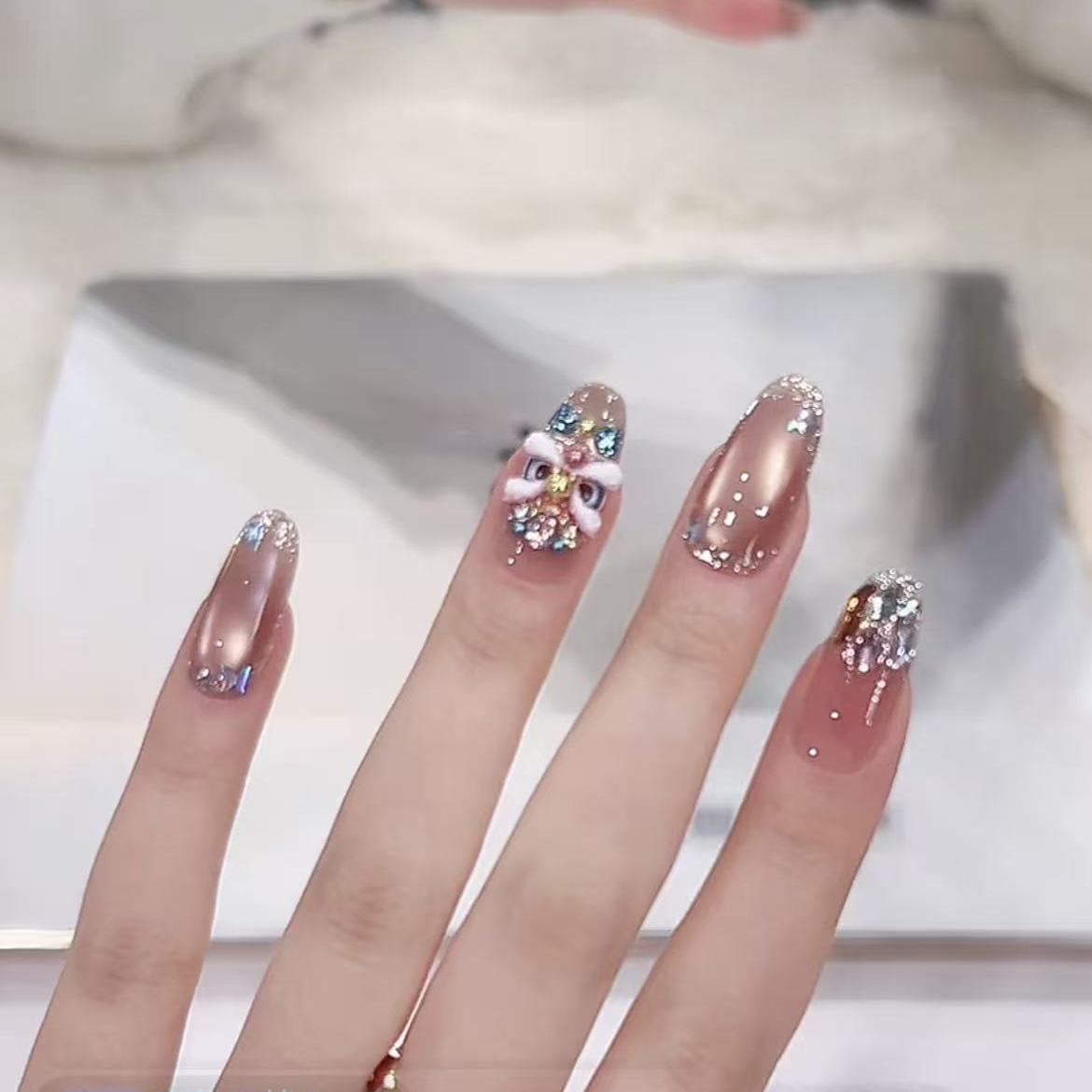 【前程似锦】 野世穿戴甲 醒狮拼钻  重工新年猫眼 十片装