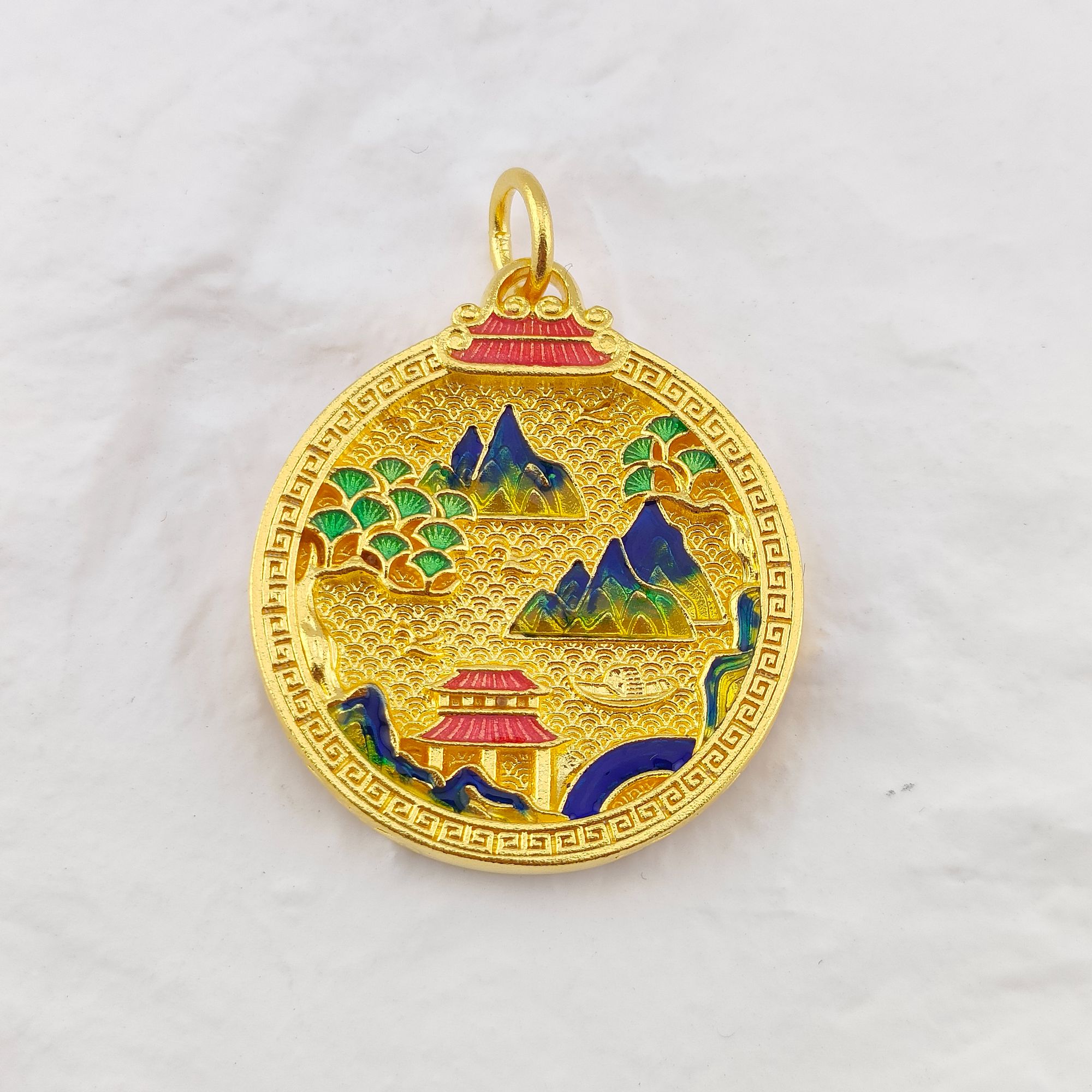 吊坠足银 万里江山吊坠