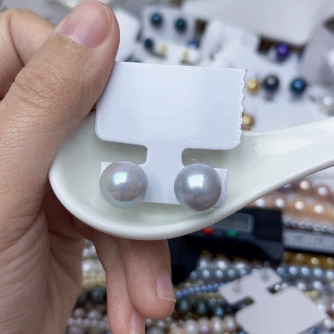 淡水珍珠耳饰银S925镶嵌