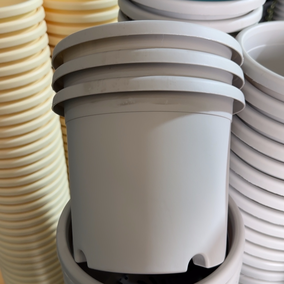 树脂四季盆3#带拖灰白微瑕10