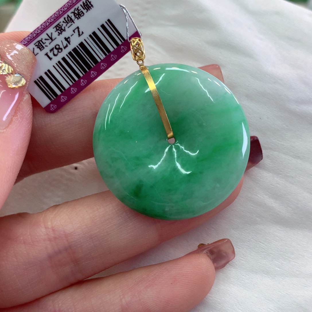 翡翠吊坠(不含链)18K金镶嵌