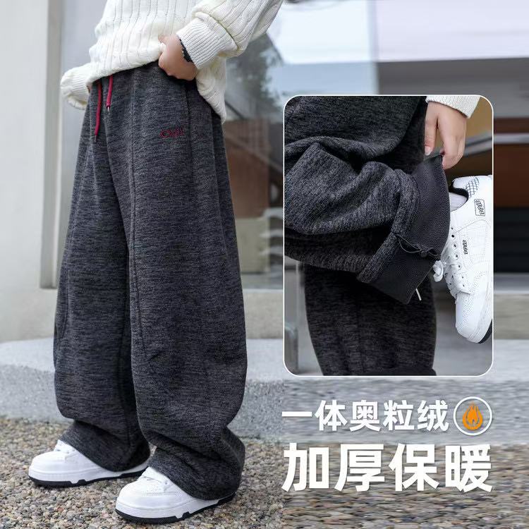 皮筋腰带冬季松紧带男加厚休闲风保暖休闲裤一体绒宽松一体绒宽松