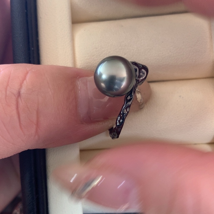 银S925镶嵌戒指海水珍珠