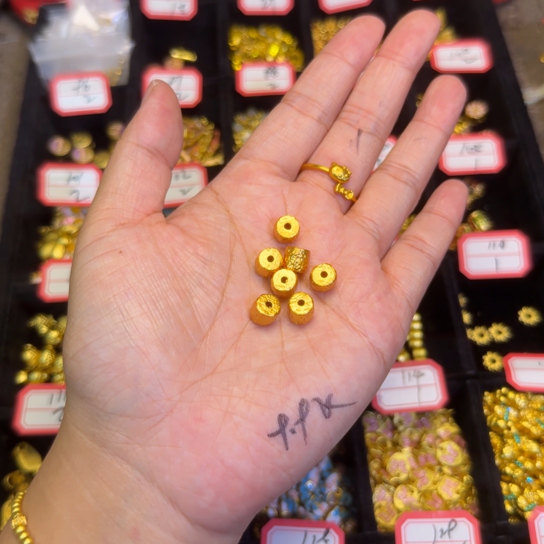 合金锤纹 桶珠1个装