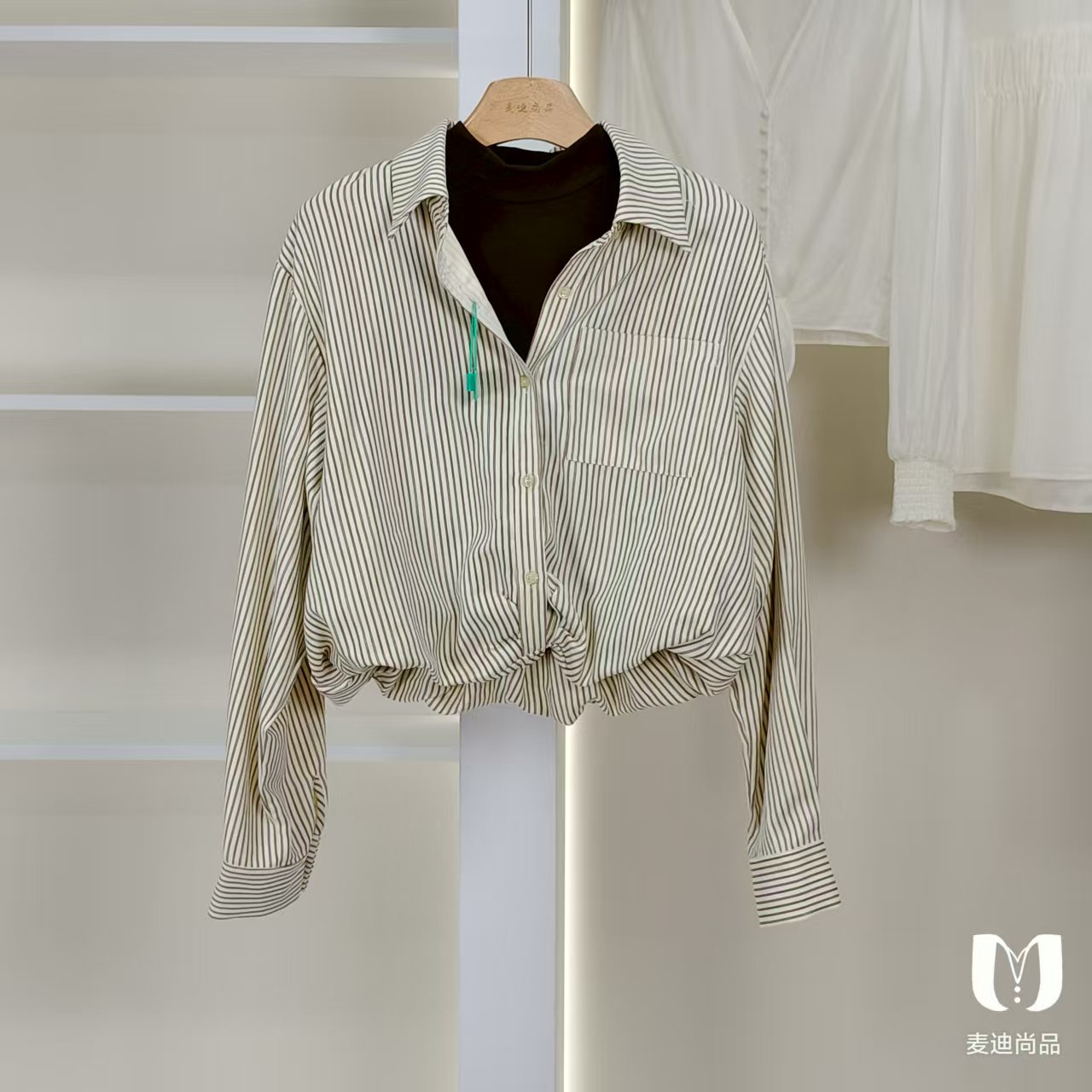 麦迪尚品【DS 】50604229春季港风假两件短衬衫品牌折扣