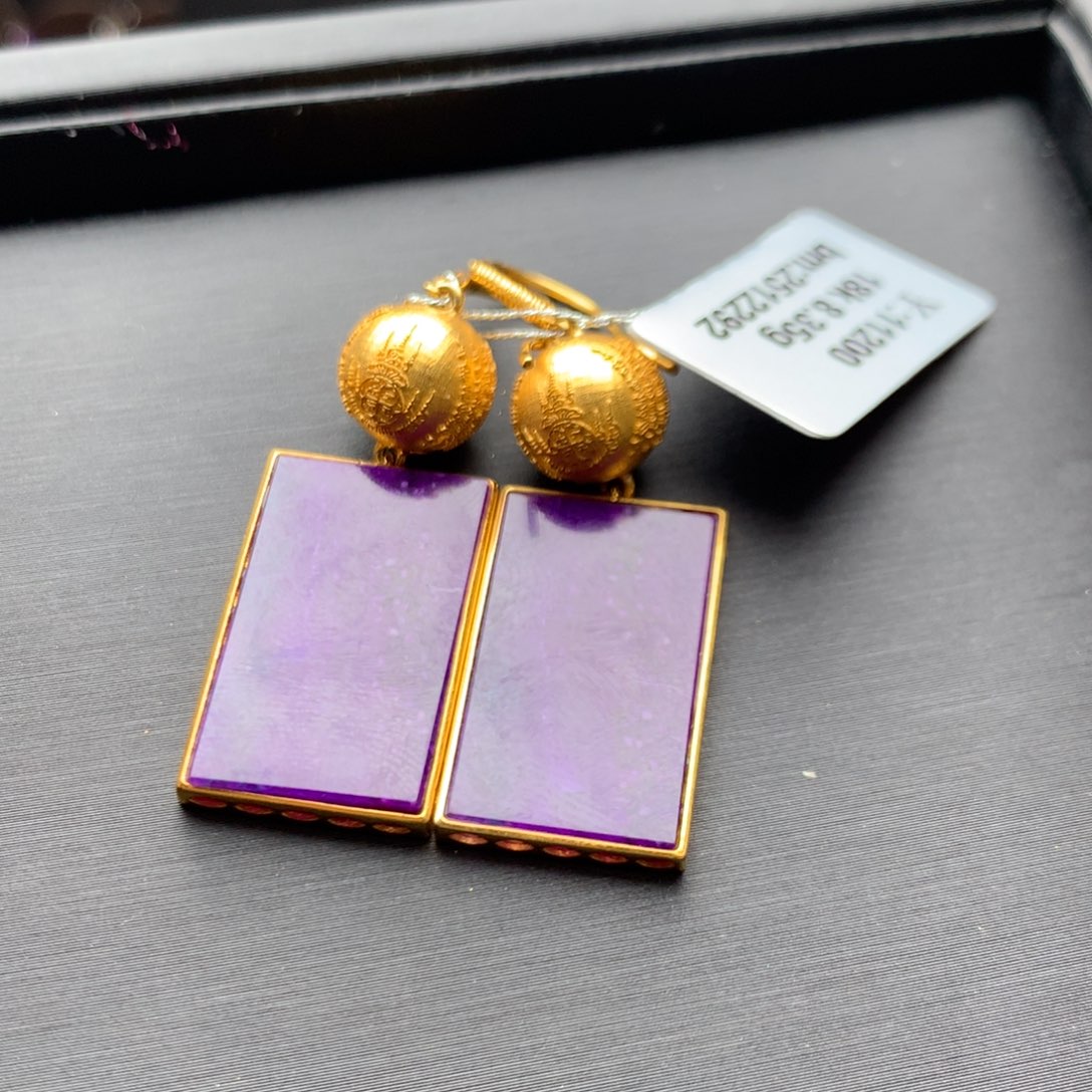 苏纪石（舒俱来）18K金镶嵌耳坠