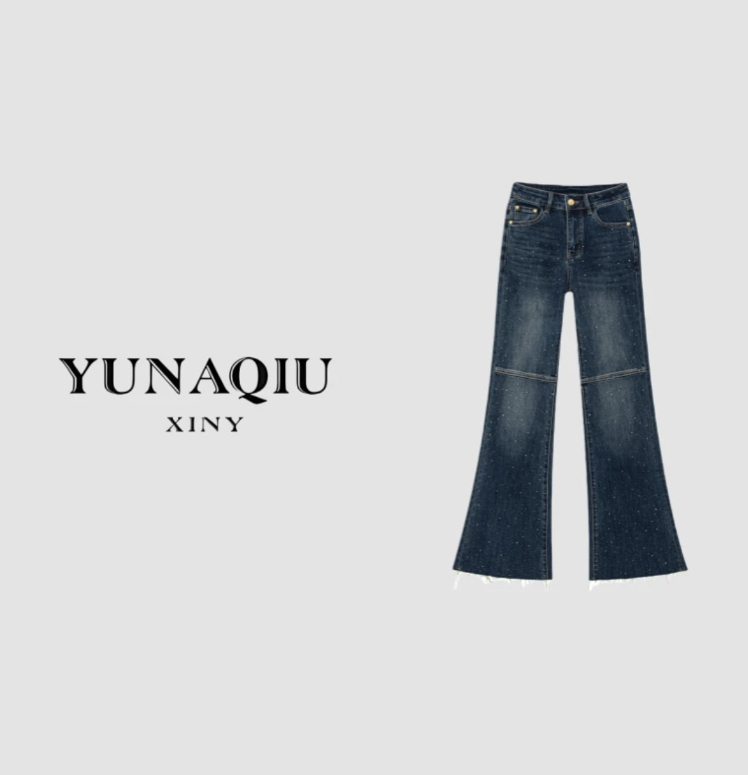 YUNAQIU 高奢时尚百搭女2025新款水洗牛仔裤-5131