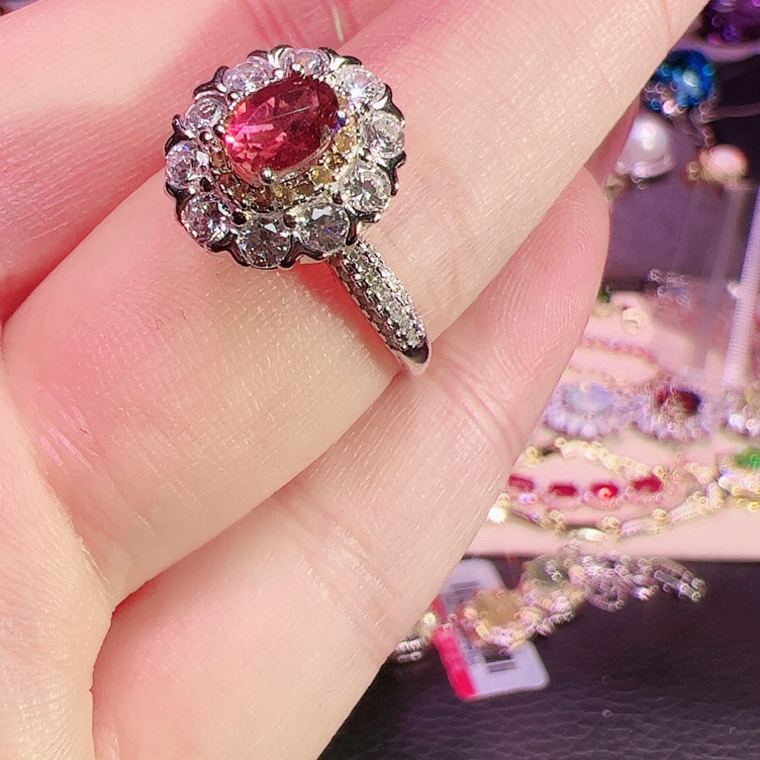 碧玺碧玺戒指银S925镶嵌