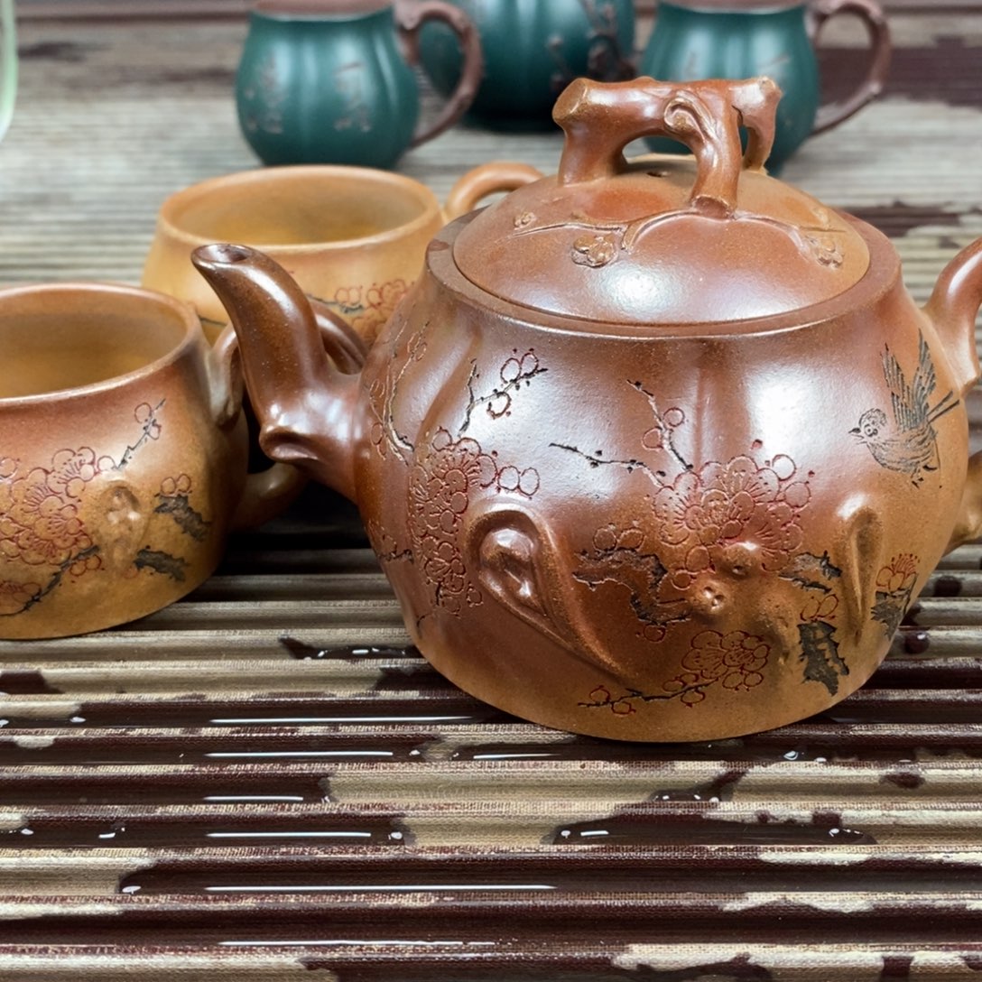 茶案紫砂宜兴原矿紫砂壶毛梅红(询价)