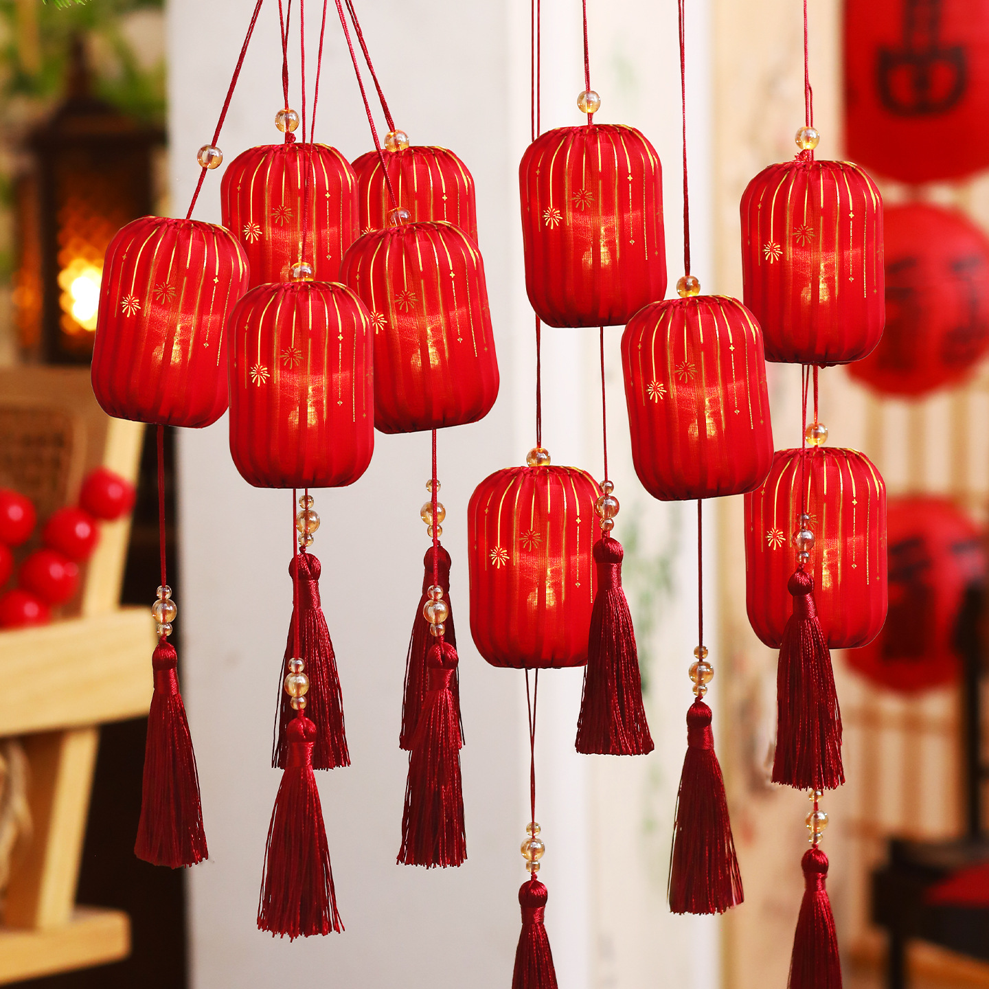 中秋节小灯笼挂饰发光古风花灯国庆店铺商场户外场景氛围布置灯笼