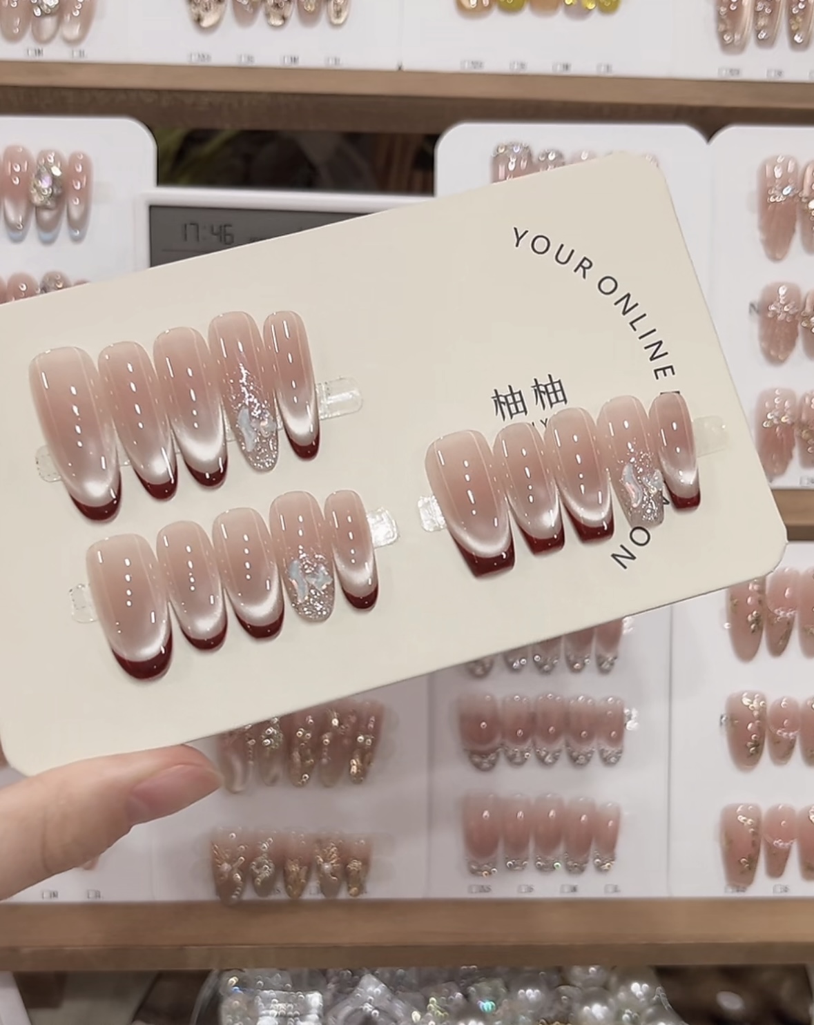 【钻面法式】纯手工穿戴甲锆石马眼猫眼腮红晕染显白高级感美甲