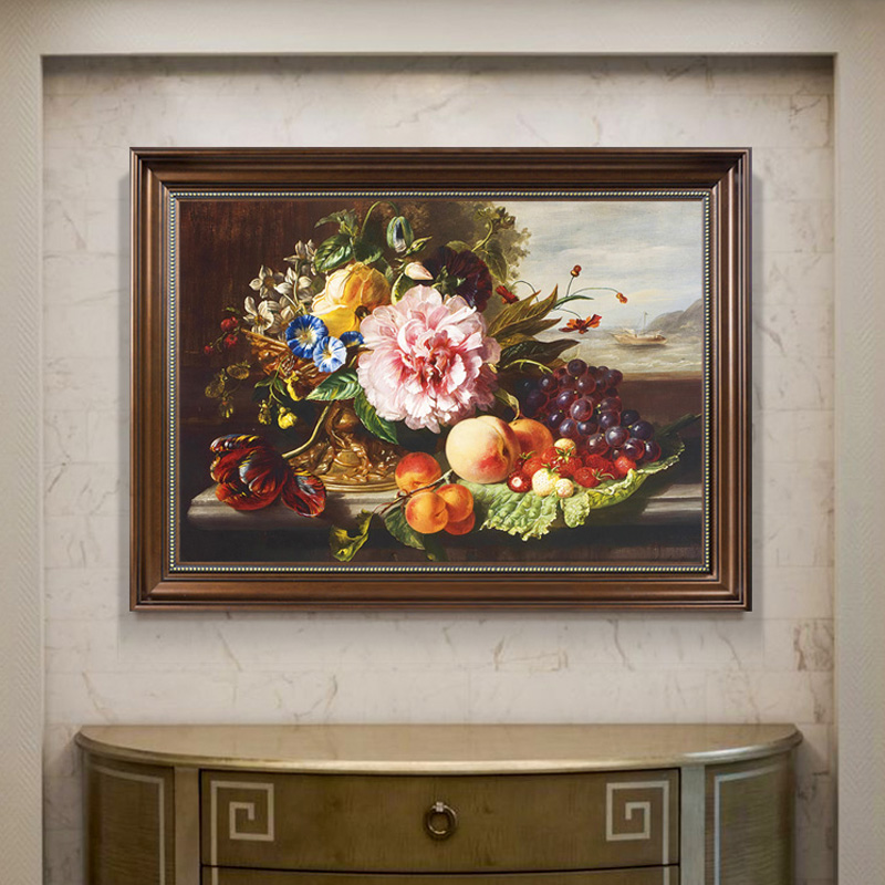 u作【暗香】纯手绘油画餐厅挂画花卉葡萄牡丹花装饰画古典美式欧式