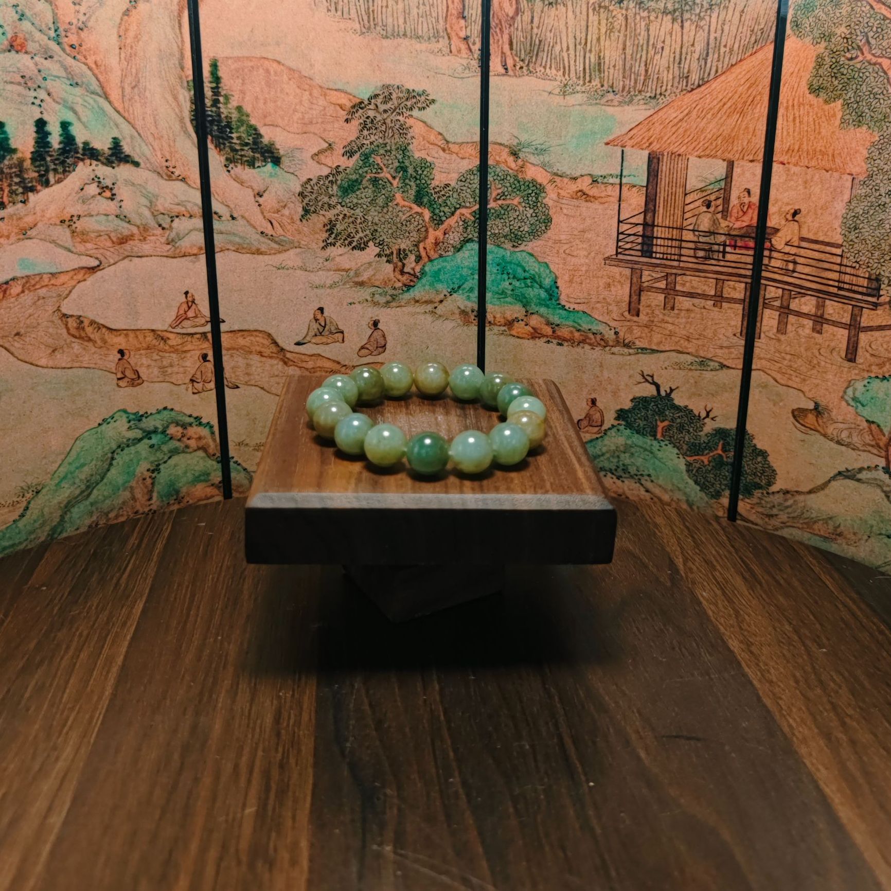 F和田玉圆珠（卡12）手串0311