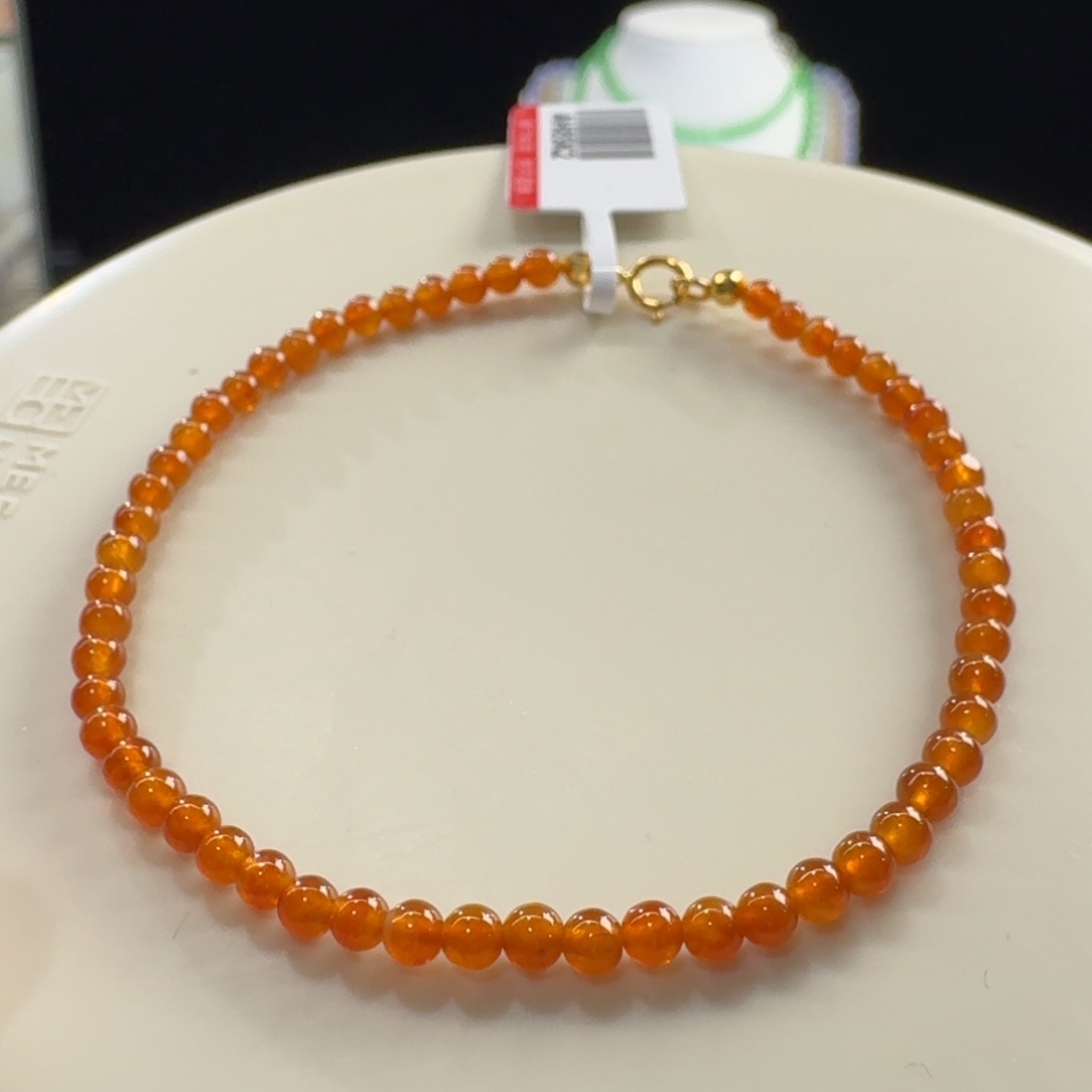 翡翠未镶嵌手链冰橘红小米单圈卡3mm