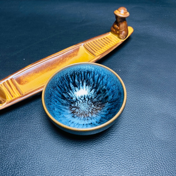 建窑建盏天目盏陶瓷主人杯茶杯百花平口器型养彩神器品茗杯茶具杯