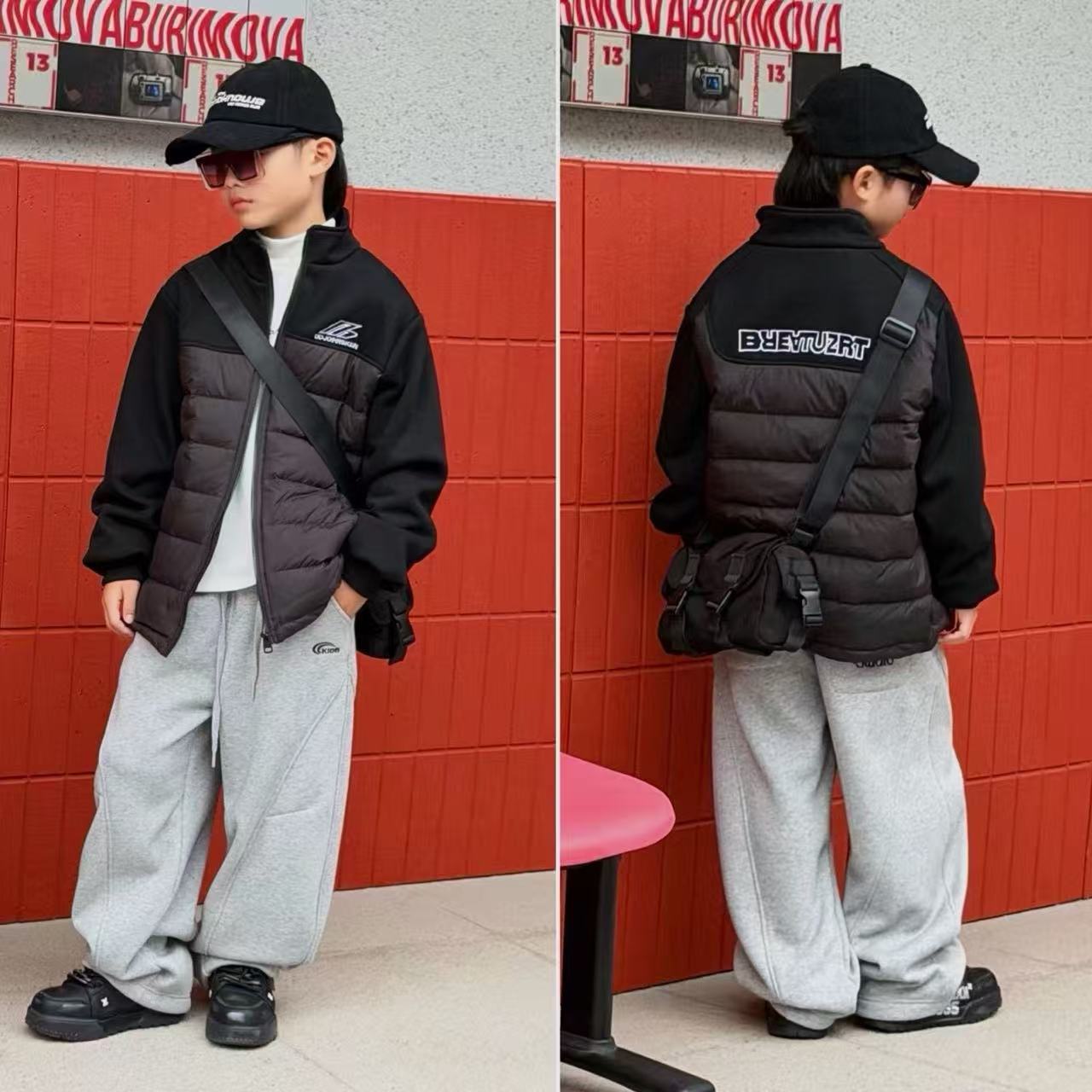 嘟妈童装 男童冬季羽绒服中大童校服神器时尚外套9900