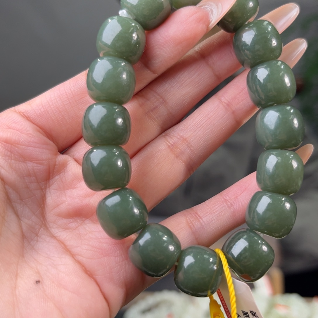 和田玉未镶嵌手链纯天然和田玉新疆且若羌青黄口卡14