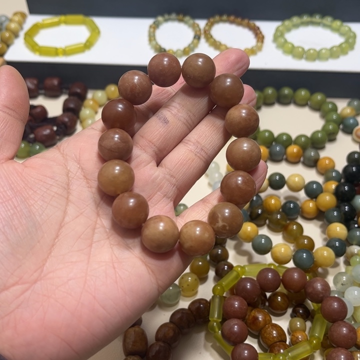 蛇纹石玉未镶嵌手链卡16