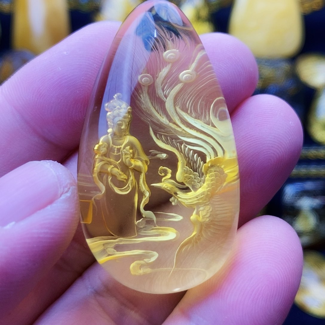 【闪购商品】金珀吊坠(不含链)未镶嵌琥珀阴雕