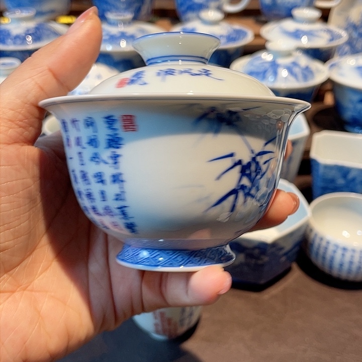 定风波竹子盖碗盖碗