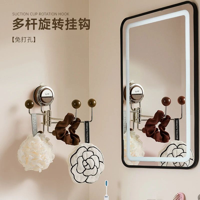 新中式吸盘挂钩卫浴免打孔墙上挂钩门后挂衣勾