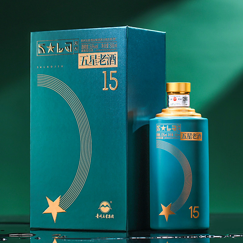 五星酱酒 五星老酒15 贵州茅台镇酱香型纯粮白酒53度500ml