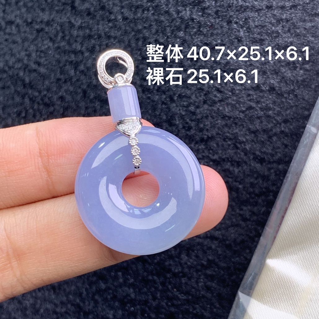 18k金镶嵌天然缅甸翡翠紫罗兰甜甜圈吊坠40.7×25.1×6.1/25.1×6.1