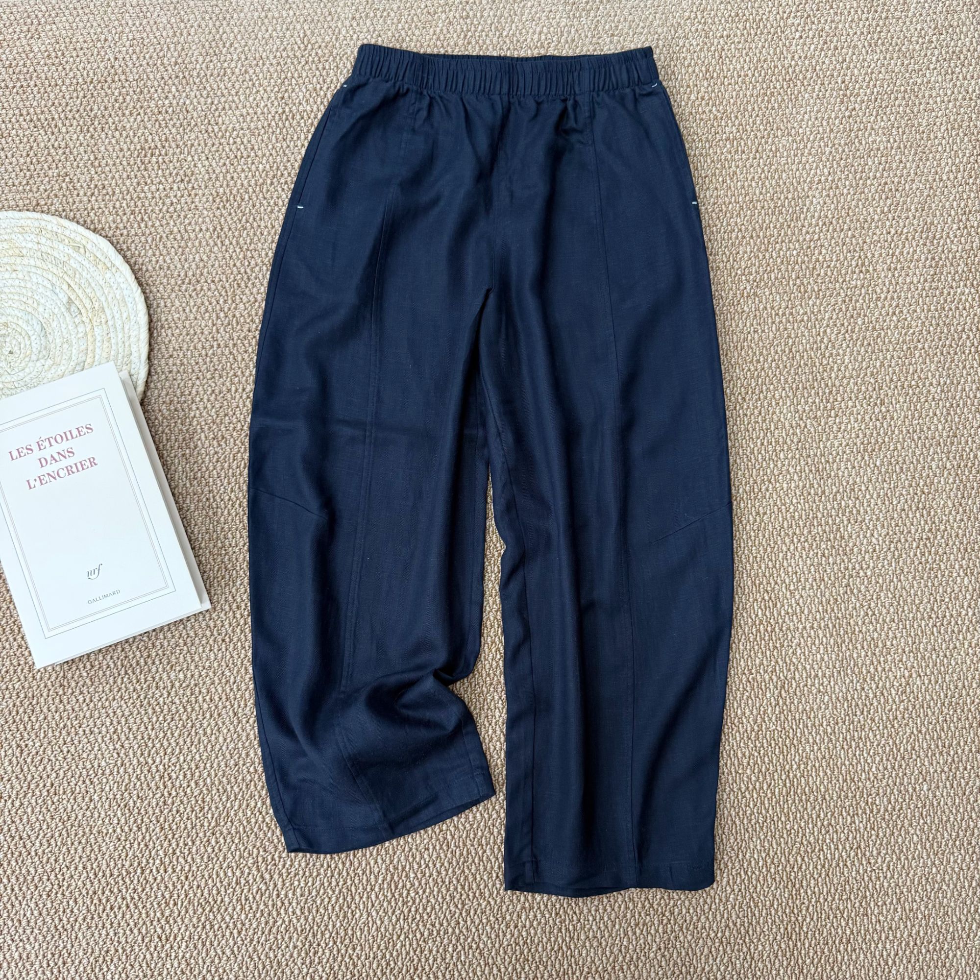 菲菲惊喜社-U175-撞色打结【人字纹亚麻裤】