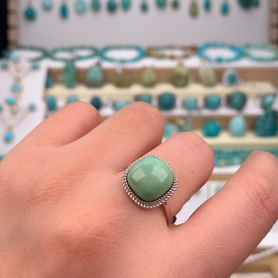 绿松石银S925镶嵌戒指