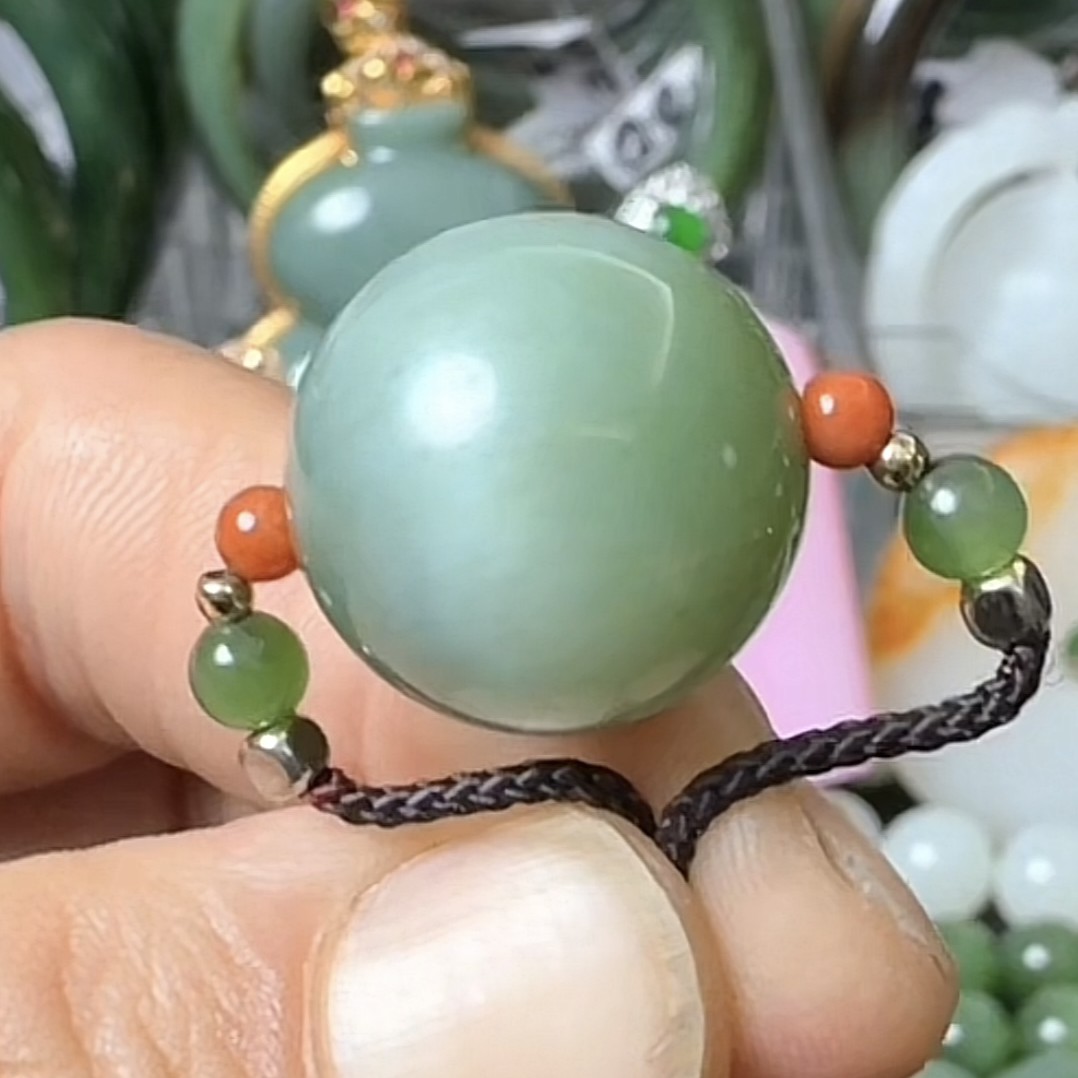 活猫眼碧玉锁骨链7号矿17mm