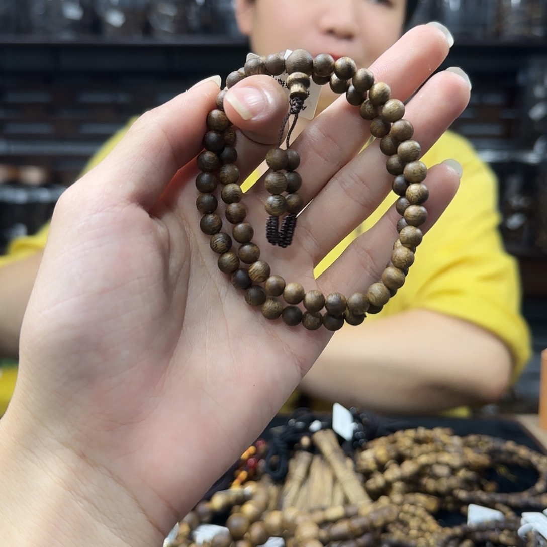沉香手串奇楠沉香圆珠双圈多样性发一
