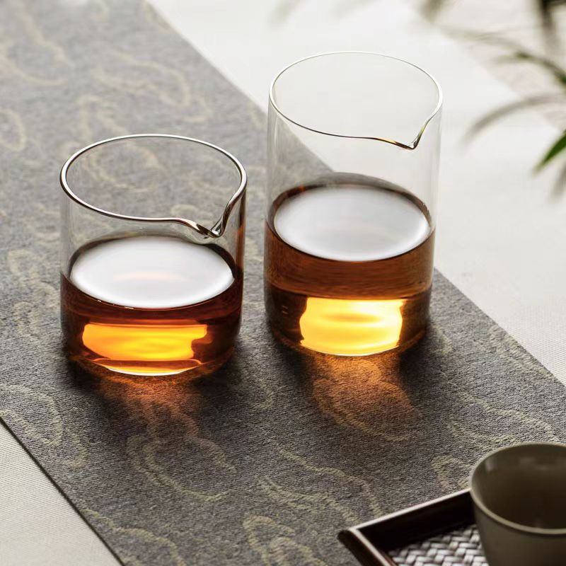 手工直筒玻璃公道杯加厚耐热透明茶海公杯分茶器匀杯功夫茶道茶配