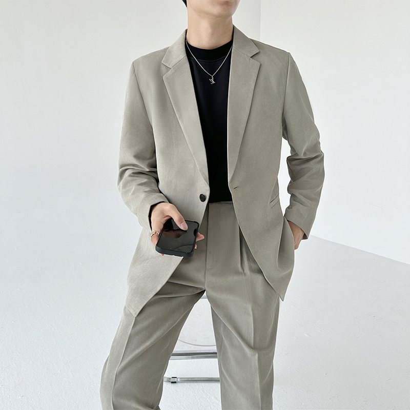 春秋季男士西服韩版外套套装潮流休闲宽松轻熟设计师男装高级感