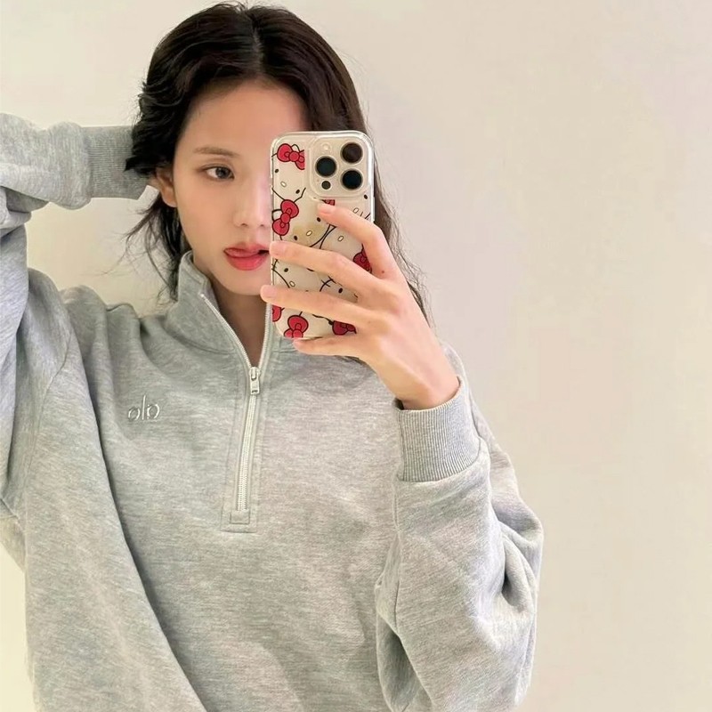  alo faca智秀同款重磅套头衫男女同款抓绒衫半拉链卫衣长袖上衣