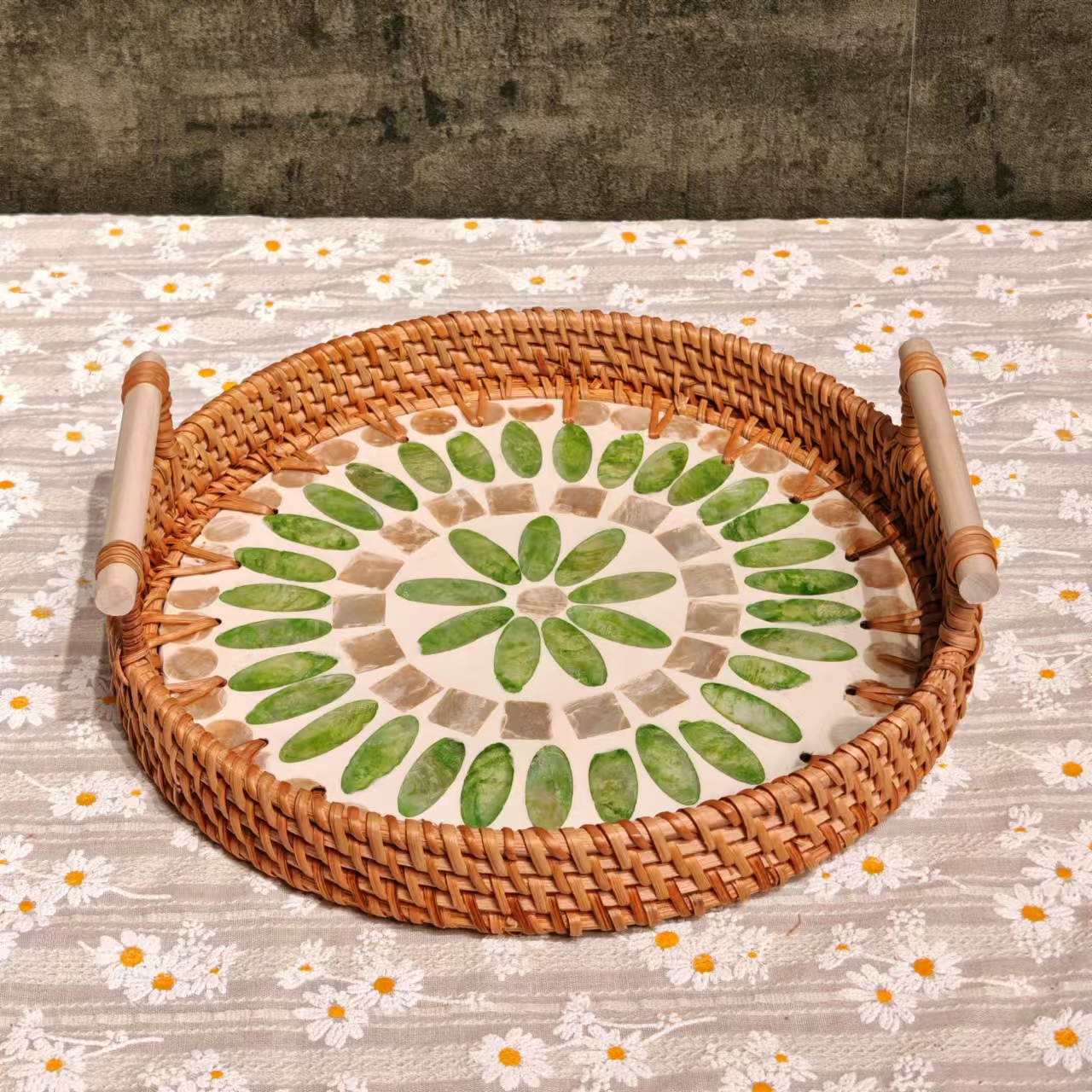 H越南真藤21*3生命之光榉木贝壳盘桌面客厅茶几零食面食水果盘