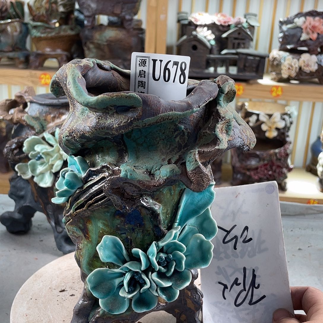 紫砂花盆景德镇陶瓷花盆678