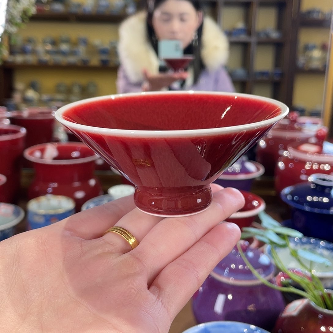 清欢雅玩原矿郎红福利斗笠杯