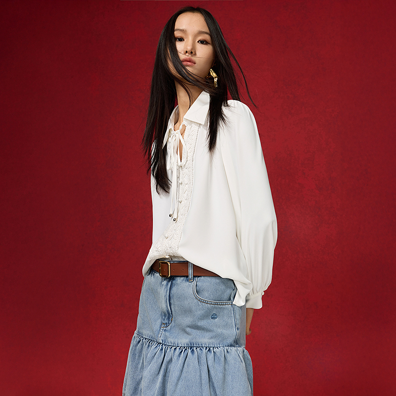 LILY2025春新款女装衬衫125109C4912