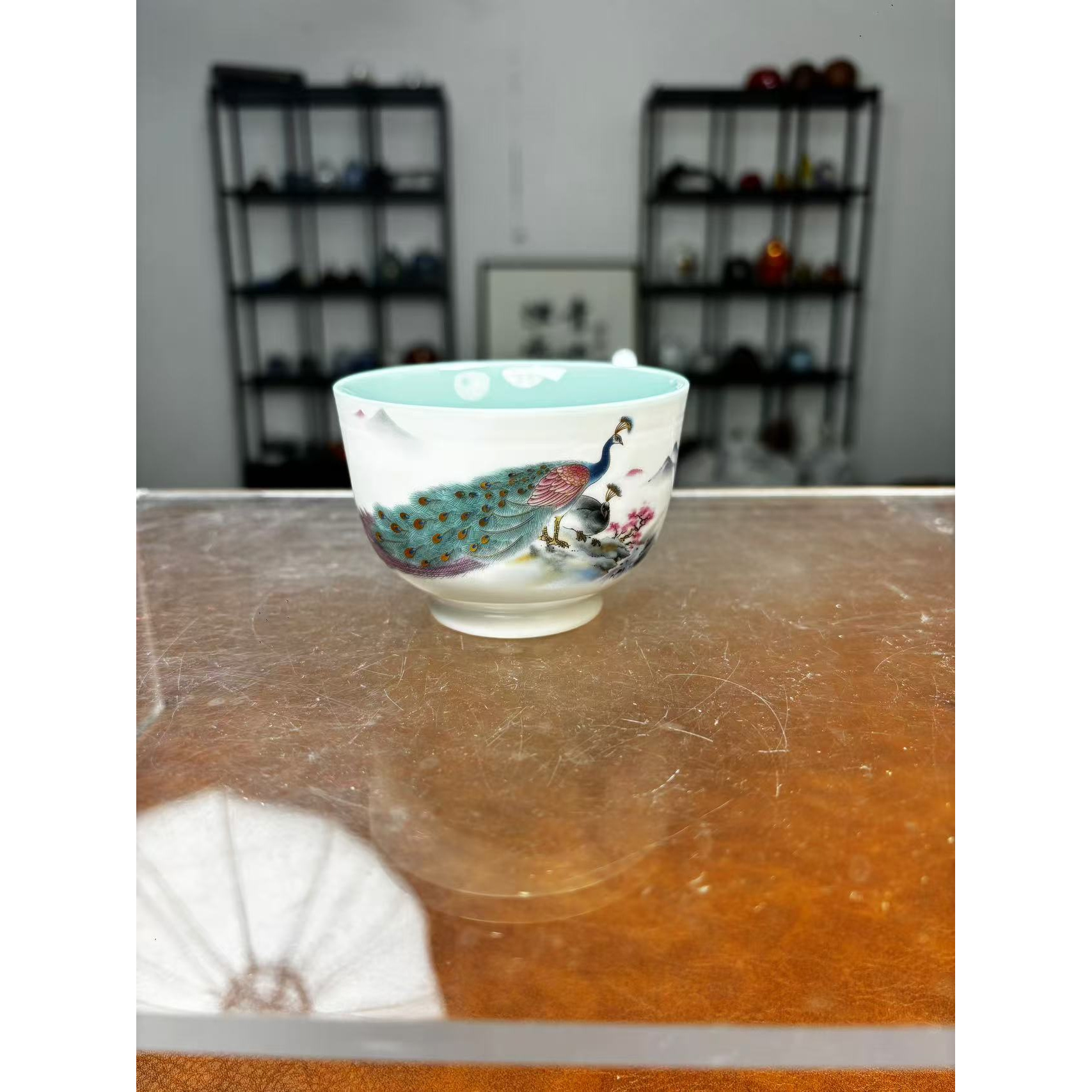 双面釉孔雀杯-498